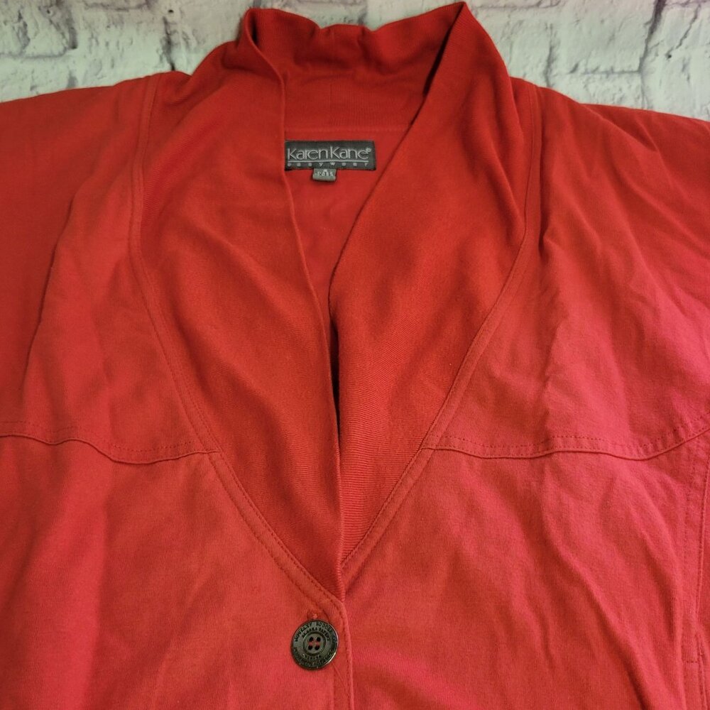Karen Kane Womens Sweater Sz S Red Cardigan 100% Cotton Relaxed Style Buttons - Picture 4 of 13
